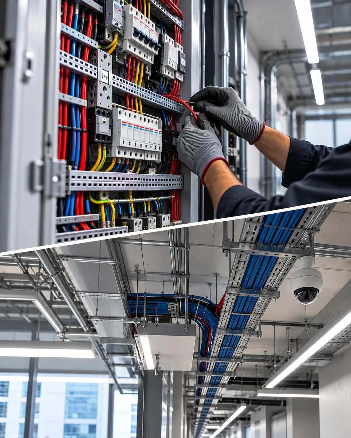 Electrical installation and organised cable trays