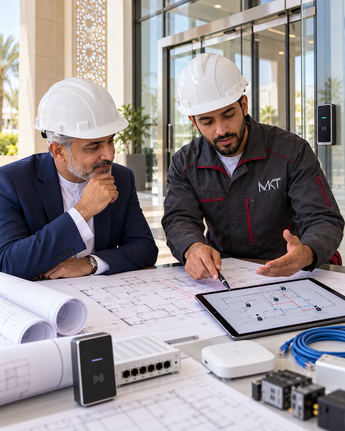 Omani client and engineer planning integrated security and access solutions